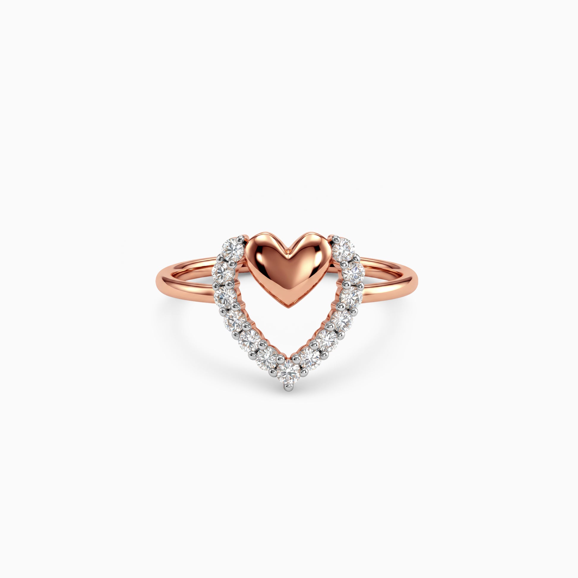 Rose Gold Twinkling Heart Lab Grown Diamond Ring (Size 12)