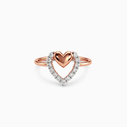 Rose Gold Twinkling Heart Lab Grown Diamond Ring (Size 12)