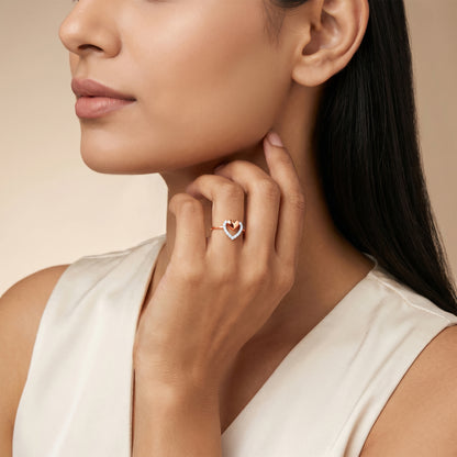 Rose Gold Twinkling Heart Lab Grown Diamond Ring (Size 12)