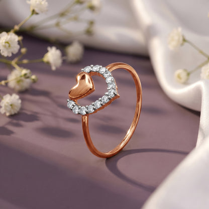 Rose Gold Twinkling Heart Lab Grown Diamond Ring (Size 12)