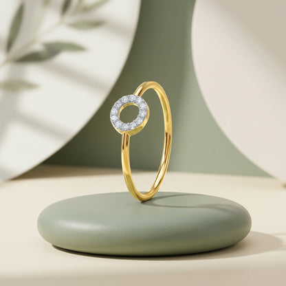 Gold Halo Orbit Lab Grown Diamond Ring (Size 16)