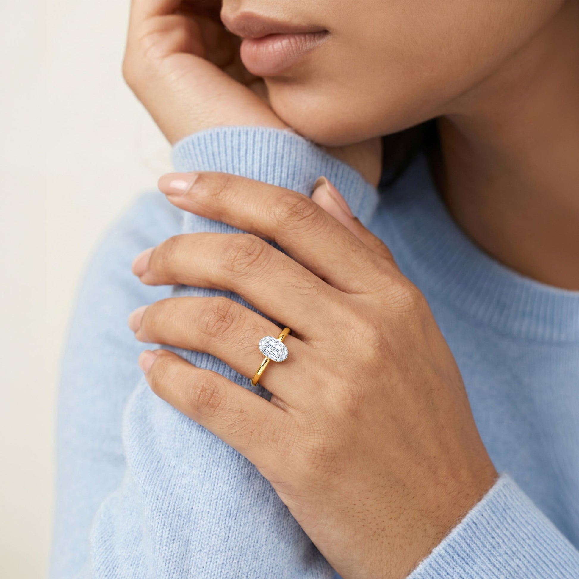 Gold Classy Oval Lab Grown Diamond Ring (Size 12)