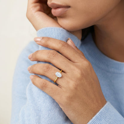 Gold Classy Oval Lab Grown Diamond Ring (Size 12)