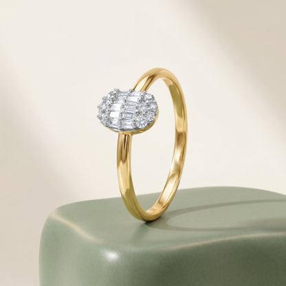 Gold Classy Oval Lab Grown Diamond Ring (Size 12)