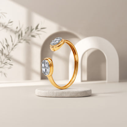 Gold Glossy Oval Lab Grown Diamond Ring (Size 12)