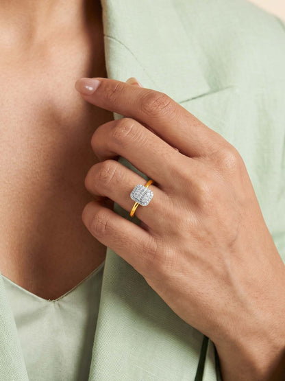 Gold Celeste Grid Lab Grown Diamond Ring (Size 12)