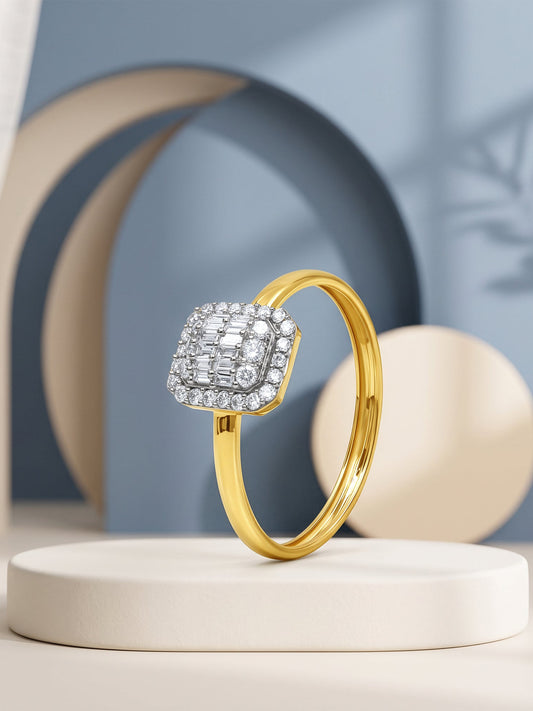 Gold Celeste Grid Lab Grown Diamond Ring (Size 12)