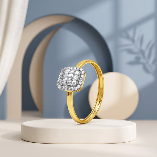 Gold Celeste Grid Lab Grown Diamond Ring (Size 12)