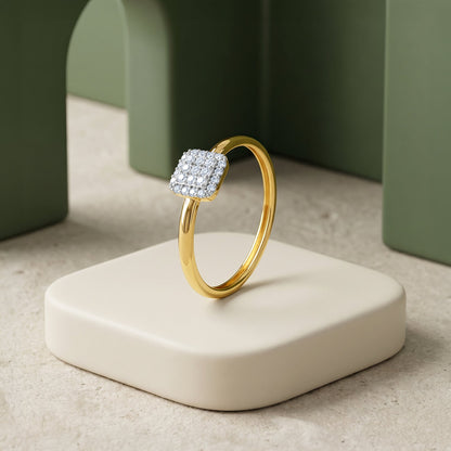 Gold Pretty Cube Lab Grown Diamond Ring (Size 12)