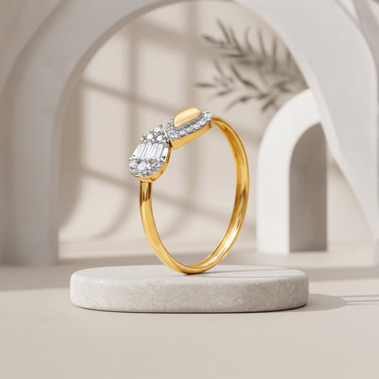 Gold Hugging Buds Lab Grown Diamond Ring (Size 12)