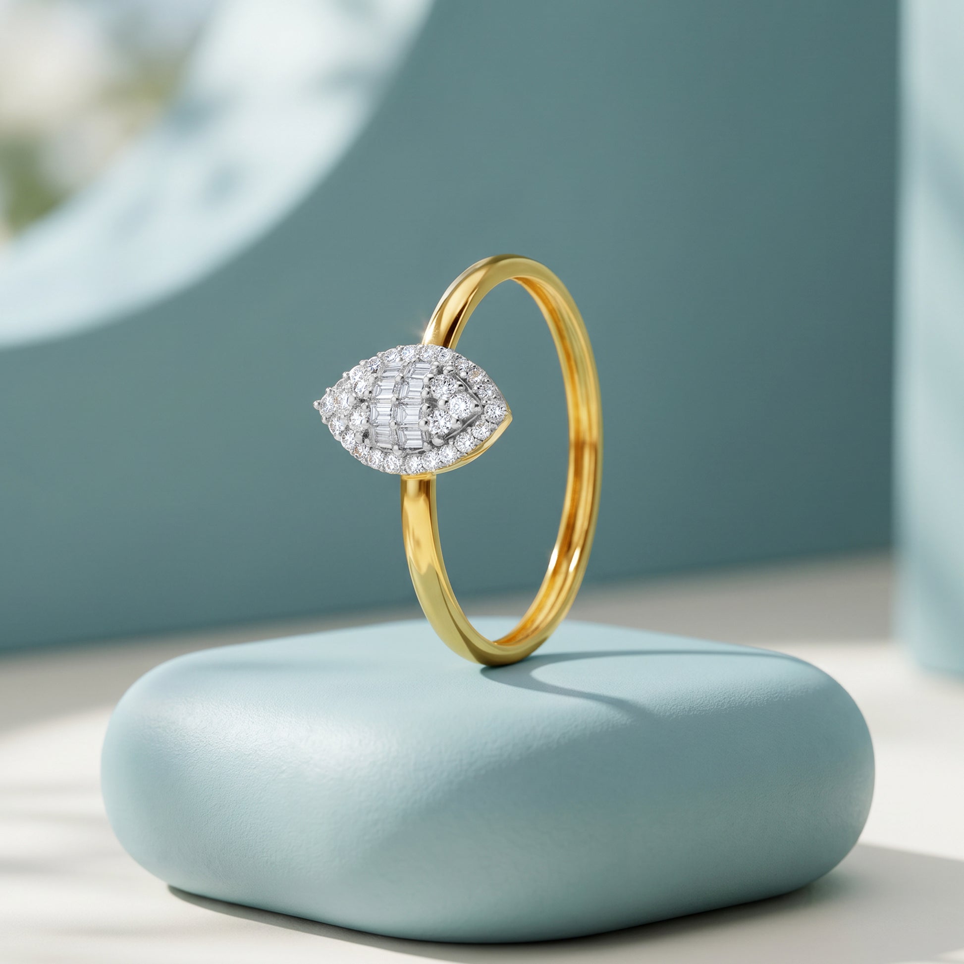Gold Solarae Frame Lab Grown Diamond Ring