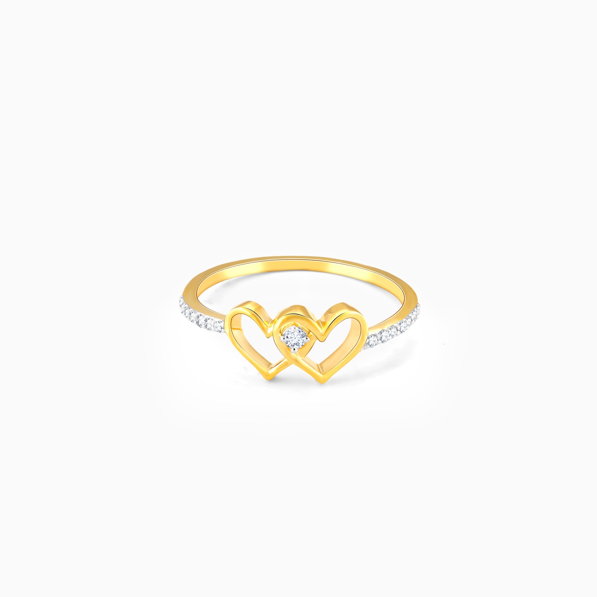 Gold Twin Hearts Diamond Ring - Image 1