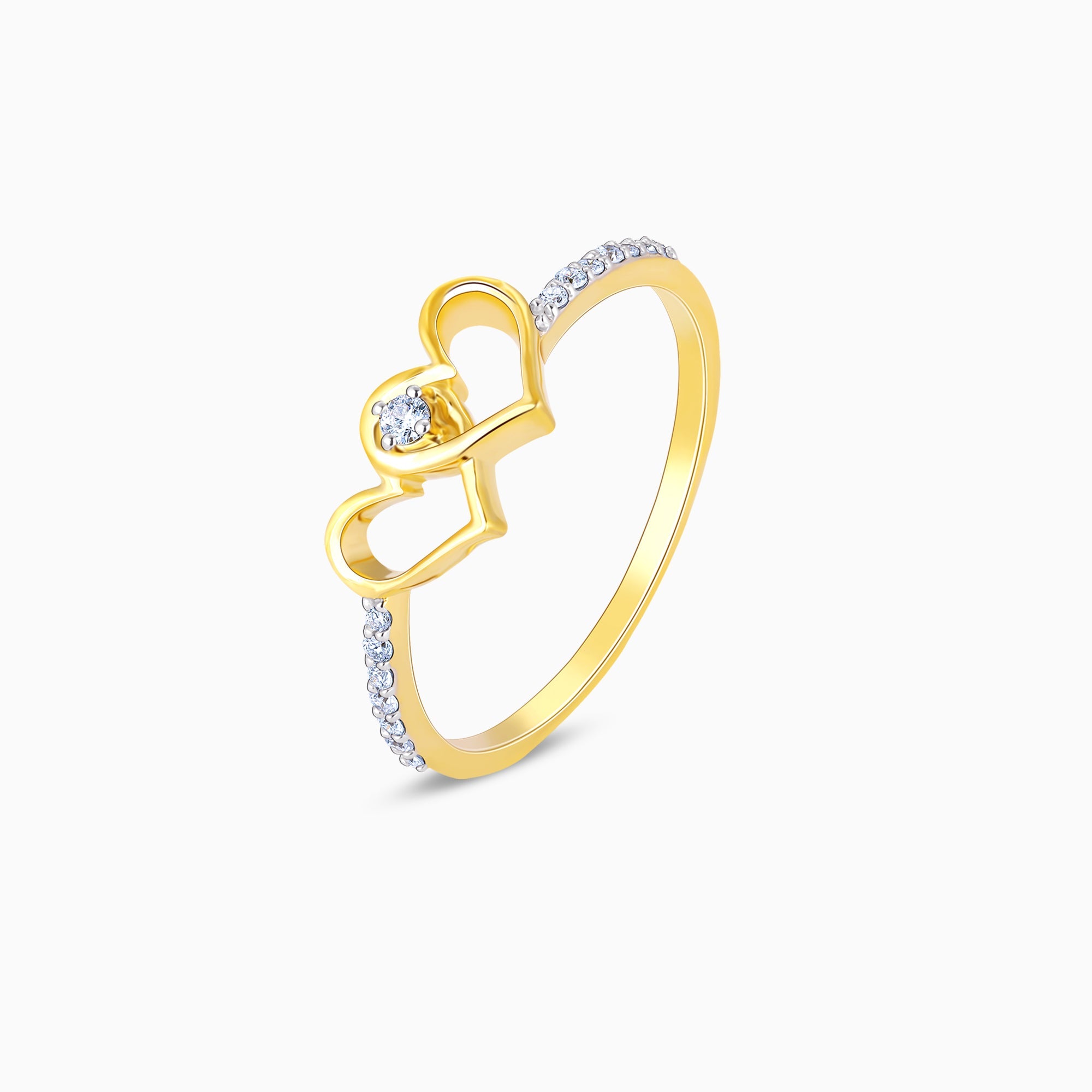 Gold Twin Hearts Diamond Ring - view 4