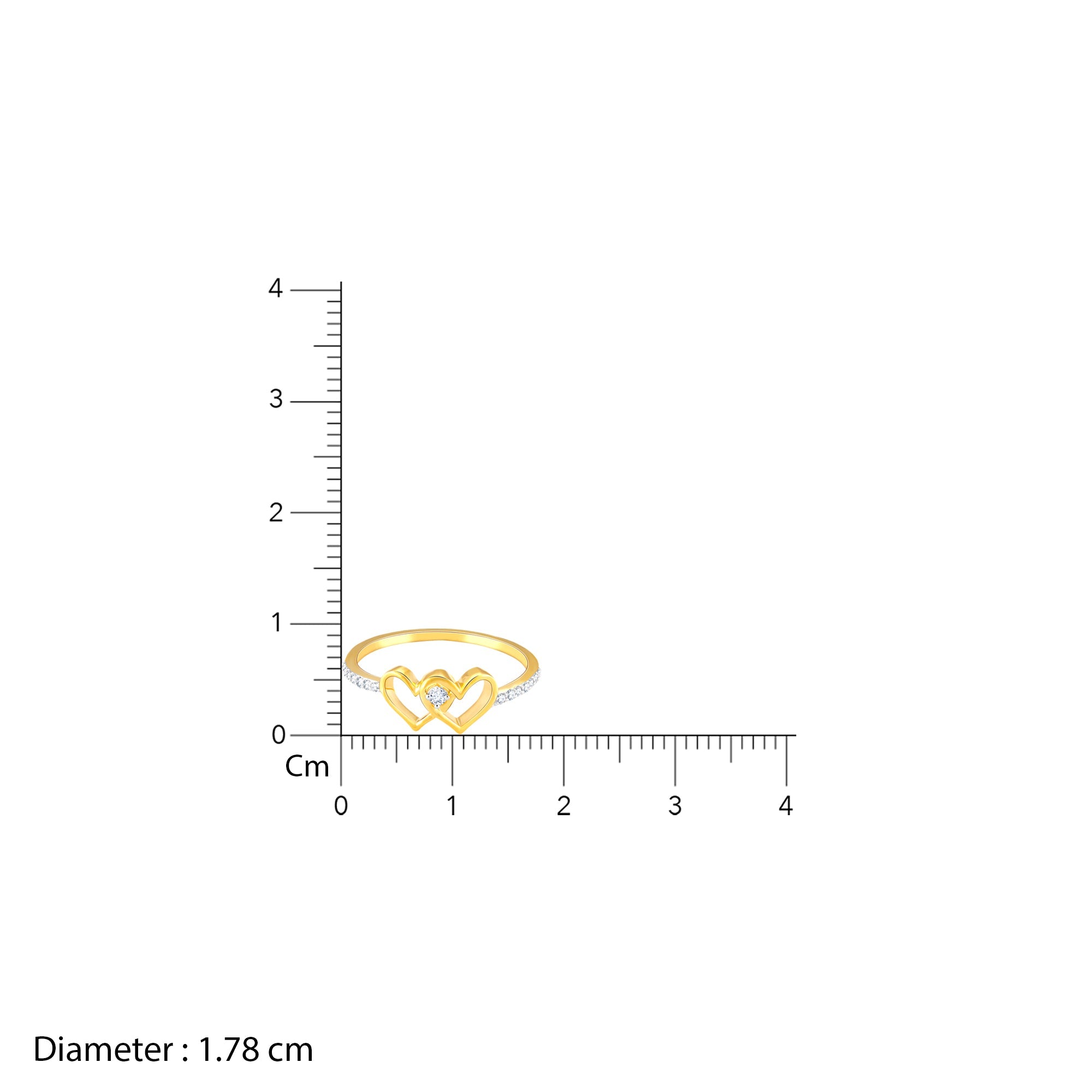 Gold Twin Hearts Diamond Ring - view 5