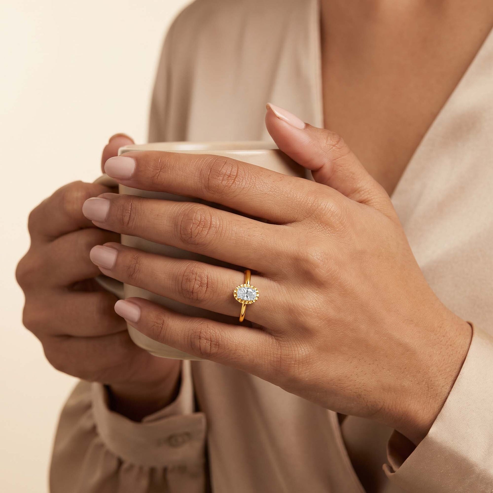 Gold Aurielle Love Solitaire Oval Ring (Size 12)