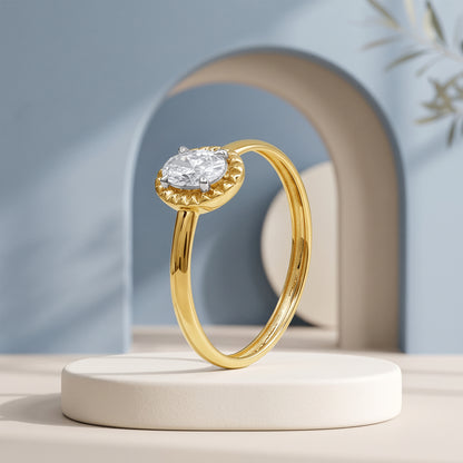 Gold Aurielle Love Solitaire Oval Ring (Size 12)