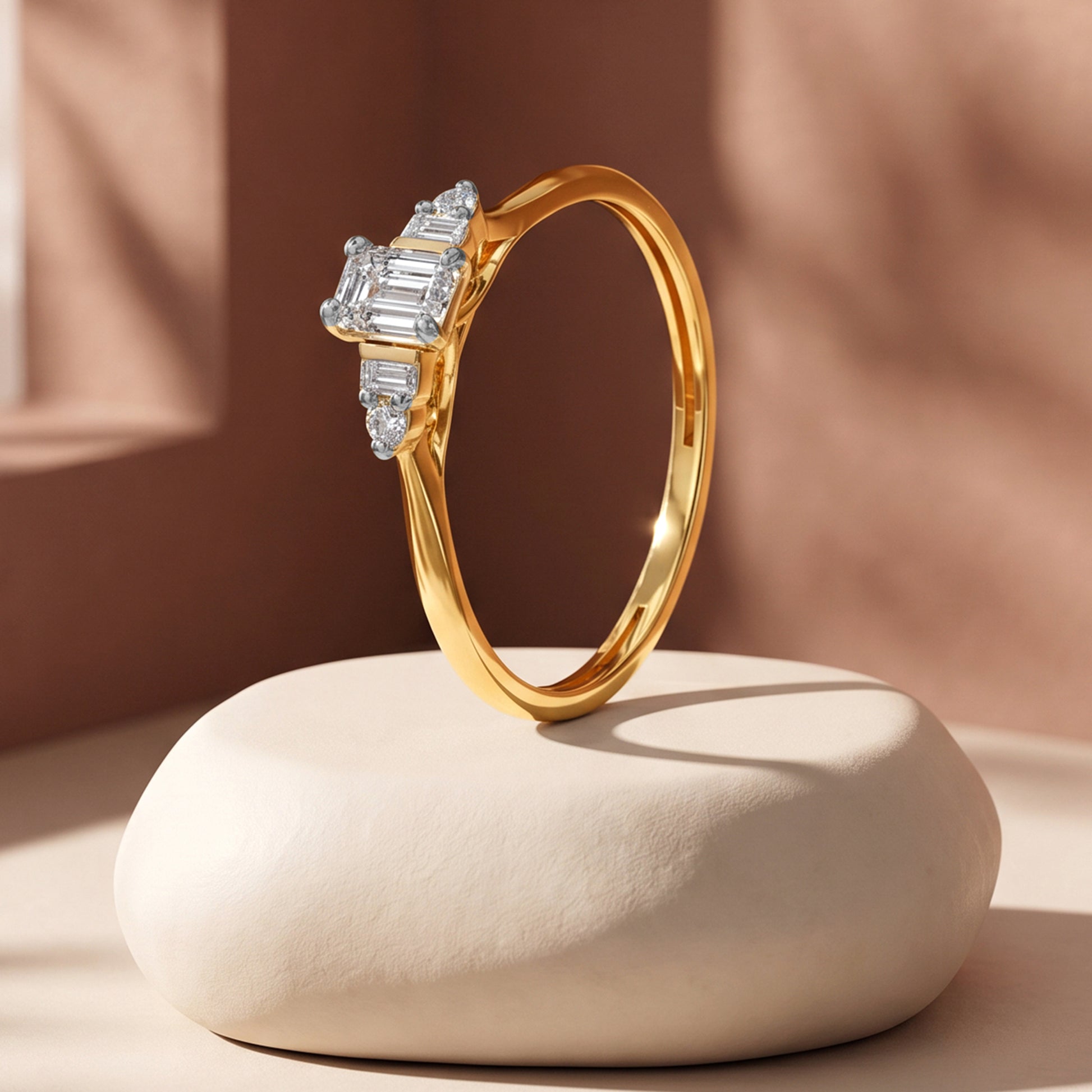 Gold Orphic Current Lab Grown Diamond Ring