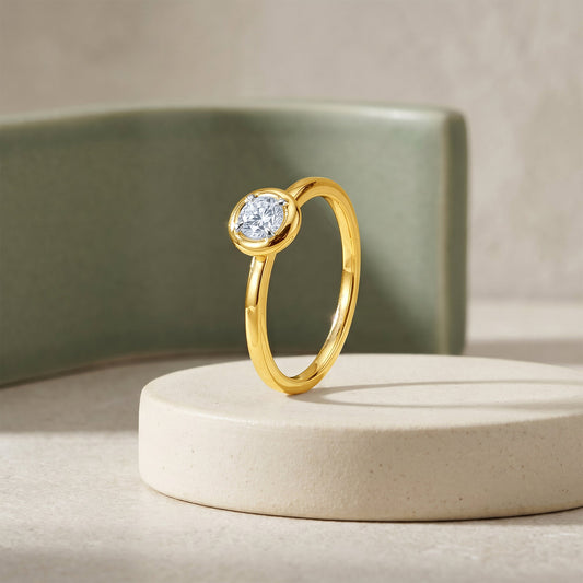 Gold Round Grace Lab Grown Diamond Ring (Size 12)