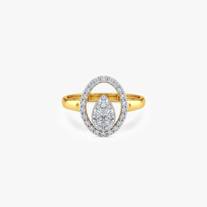 Gold Oval Droplet Lab Grown Diamond Ring (Size 12)