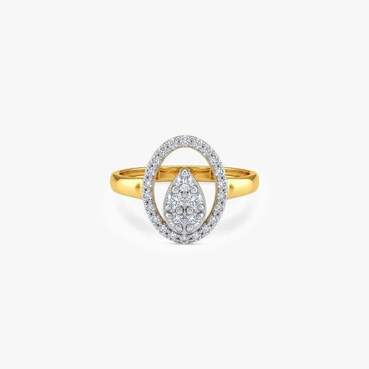 Gold Oval Droplet Lab Grown Diamond Ring (Size 12)