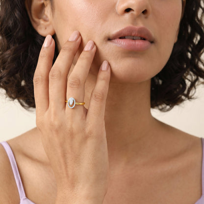 Gold Oval Droplet Lab Grown Diamond Ring (Size 12)