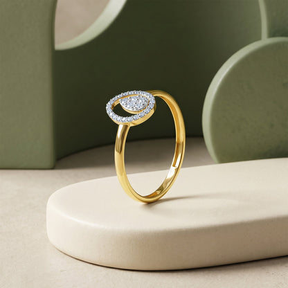 Gold Oval Droplet Lab Grown Diamond Ring (Size 12)