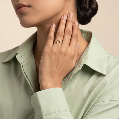 Gold Echo Teardrop Lab Grown Diamond Ring (Size 12)