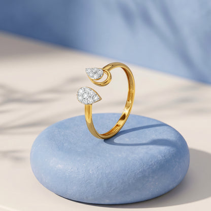 Gold Echo Teardrop Lab Grown Diamond Ring (Size 12)