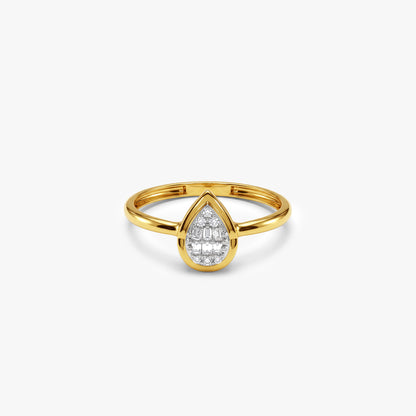 Gold Dewdrop Poise Lab Grown Diamond Ring (Size 12)