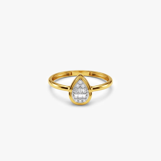 Gold Dewdrop Poise Lab Grown Diamond Ring (Size 12)