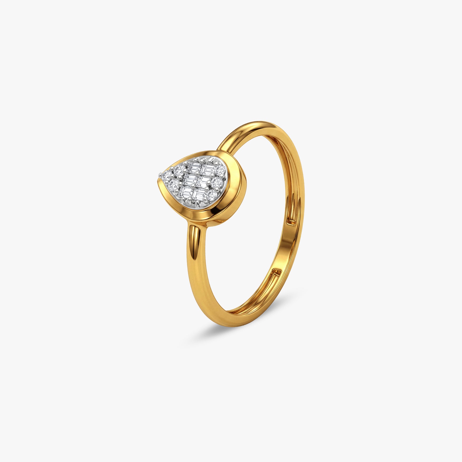 Gold Dewdrop Poise Lab Grown Diamond Ring (Size 12)