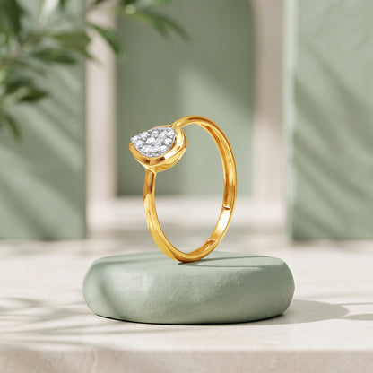 Gold Dewdrop Poise Lab Grown Diamond Ring (Size 12)