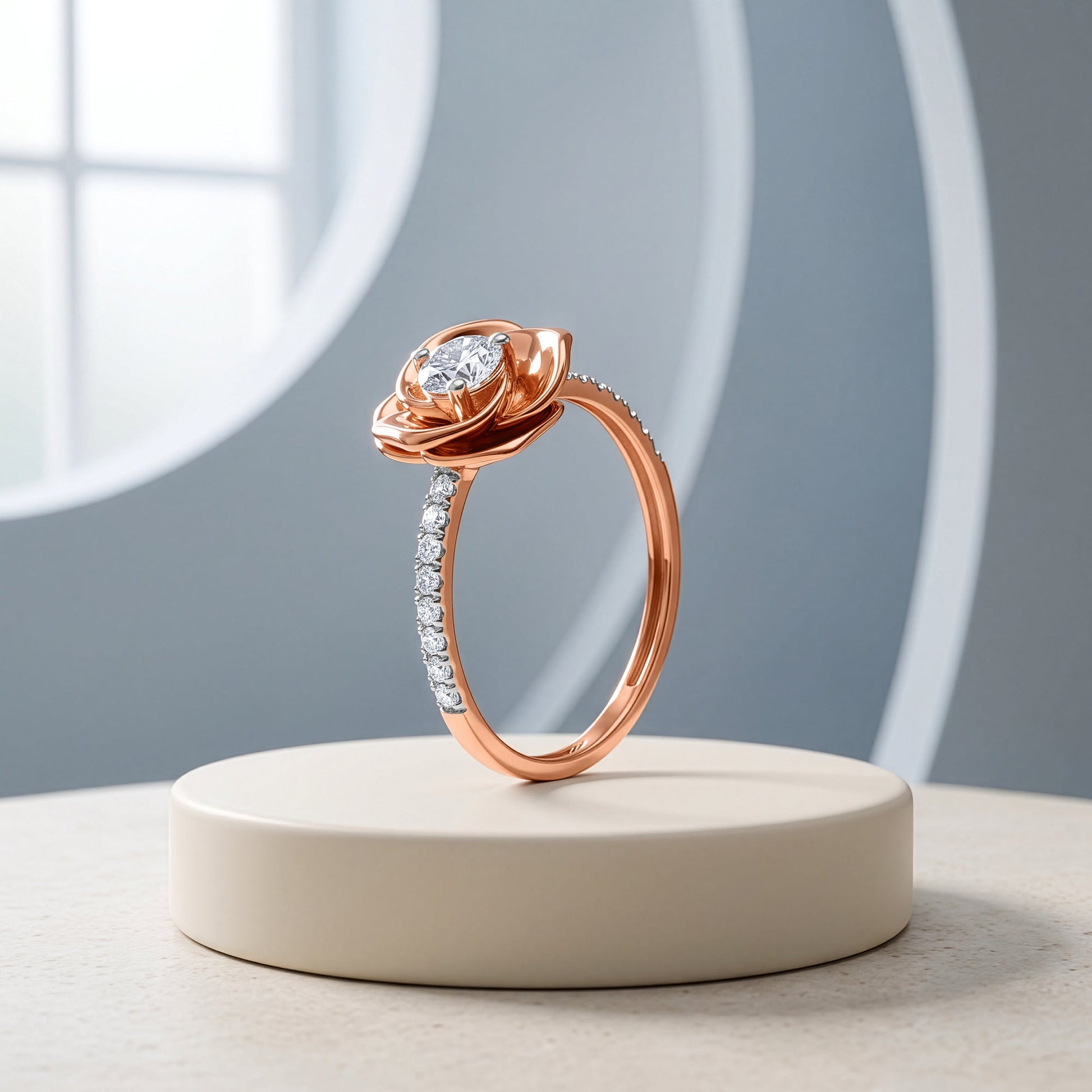 Rose Gold Hue Contour Lab Grown Diamond Ring (Size 12)