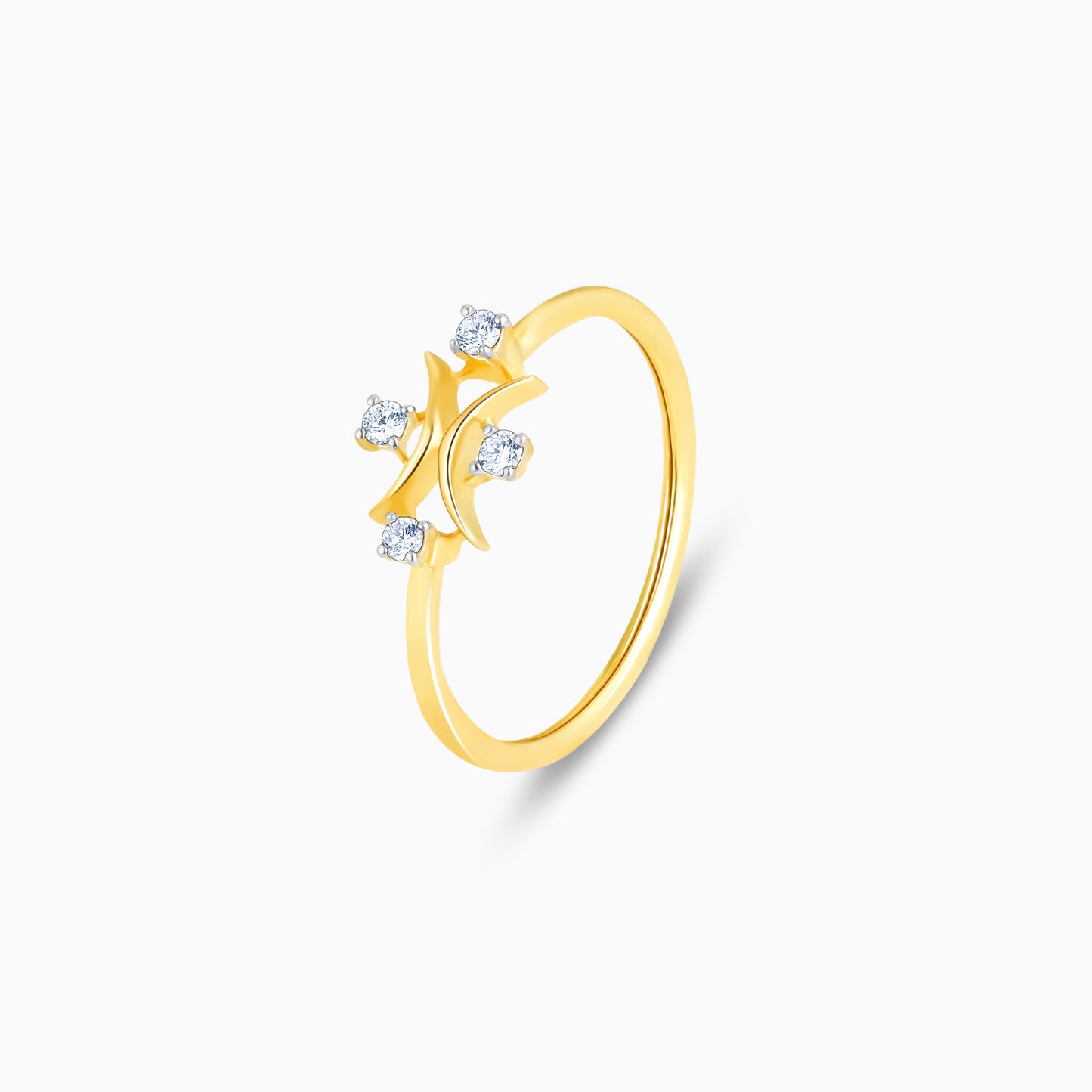 Gold Half Moon Diamond Ring