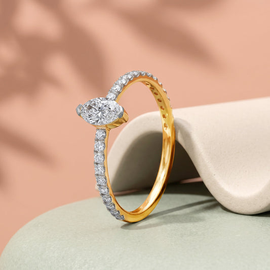 Gold Marquise Soi Lab Grown Diamond Ring (Size 12)