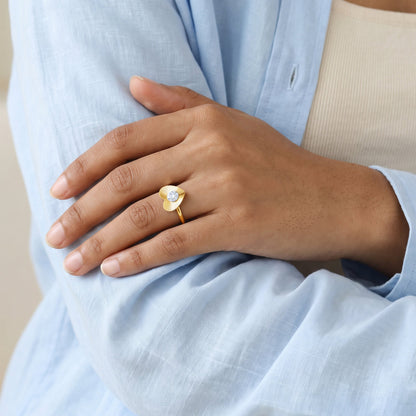 Gold Hearts Promise Lab Grown Diamond Ring (Size 12)