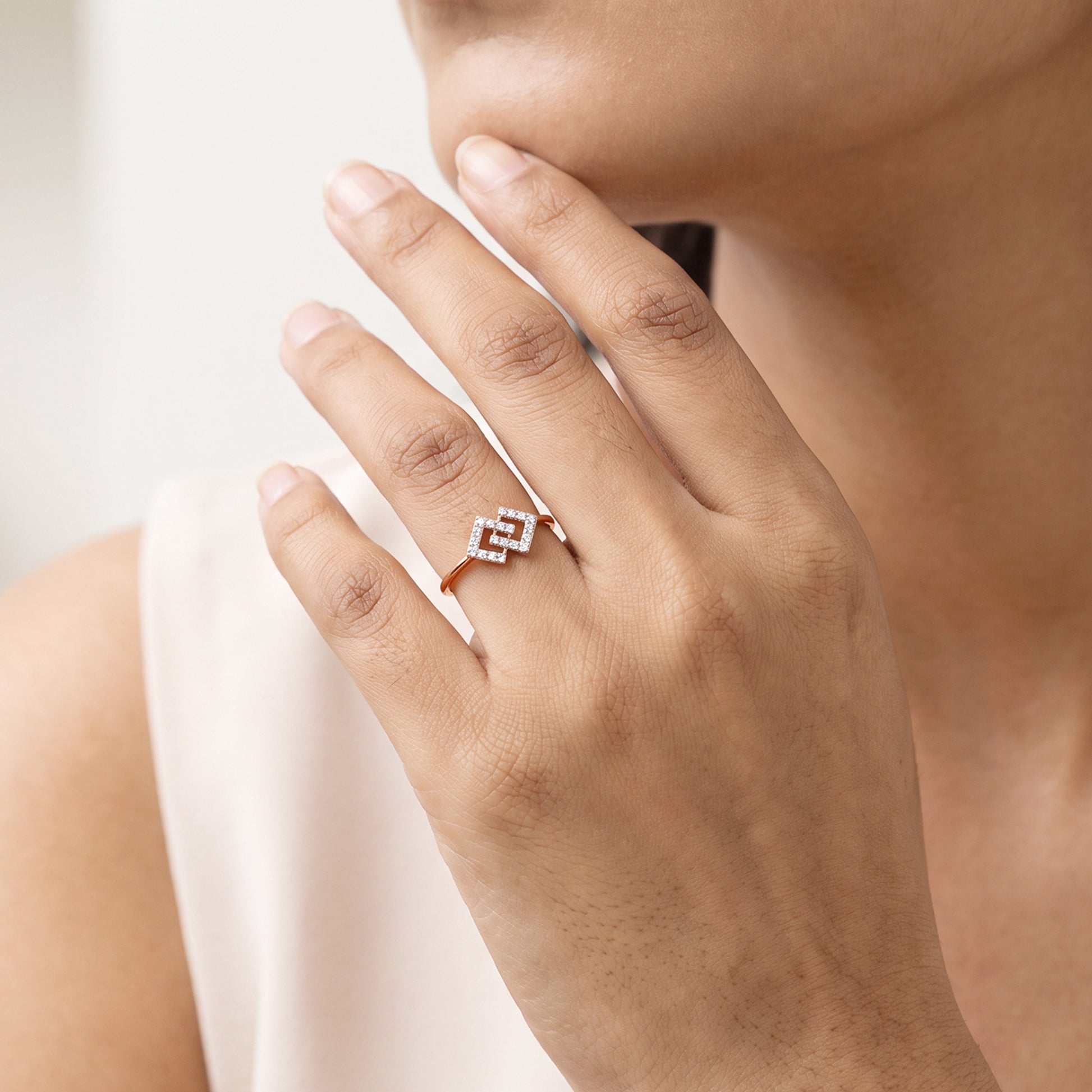 Rose Gold Elan Cascade Lab Grown Diamond Ring (Size 12)