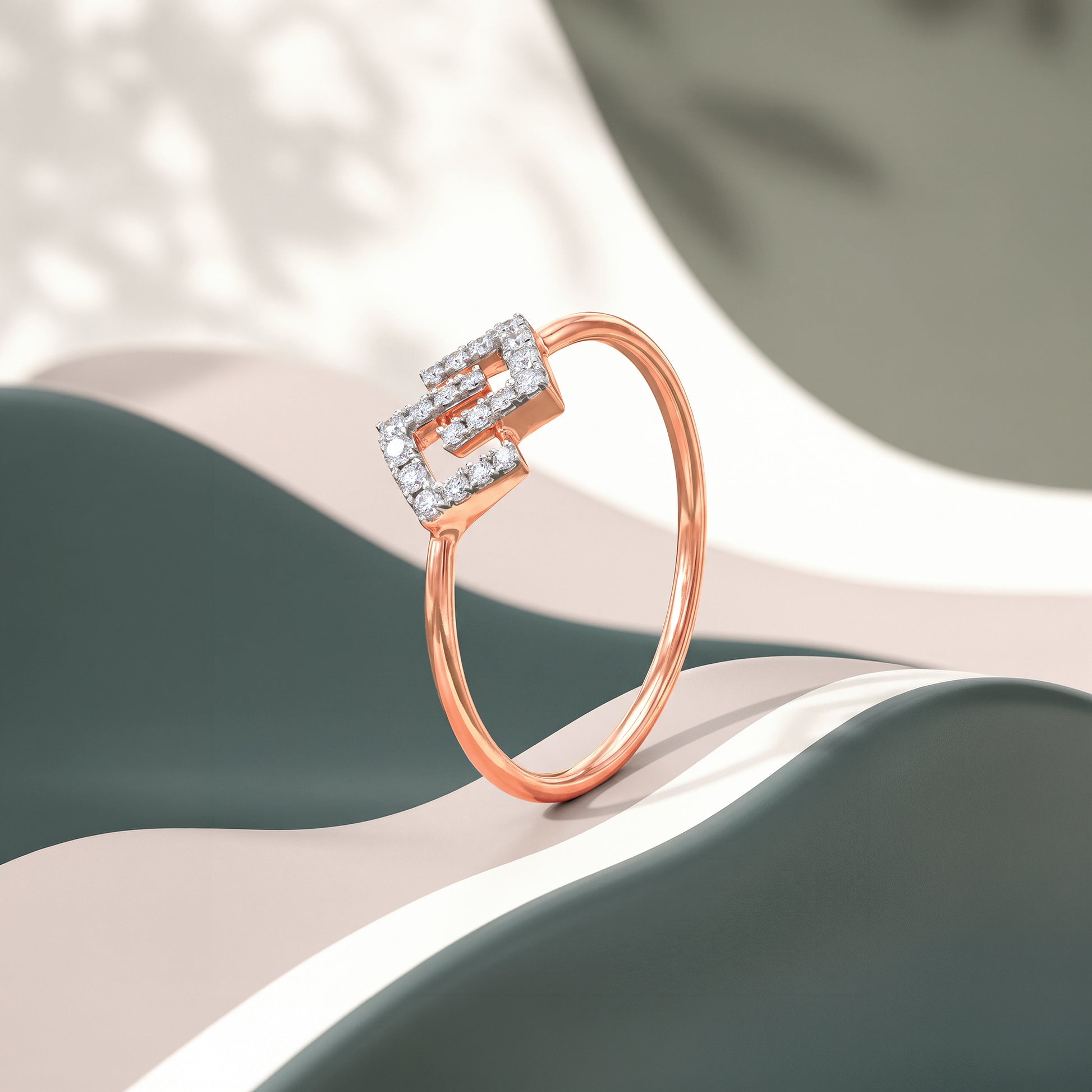 Rose Gold Elan Cascade Lab Grown Diamond Ring (Size 12)