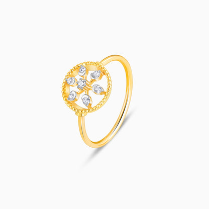 Gold Floral Wheel Diamond Ring