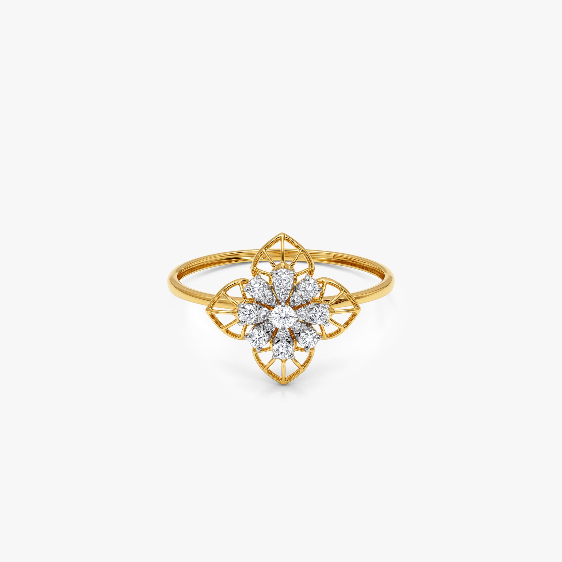 Gold Fleur Etoile Lab Grown Diamond Ring (Size 12)