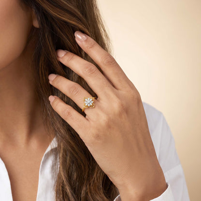 Gold Fleur Etoile Lab Grown Diamond Ring (Size 12)