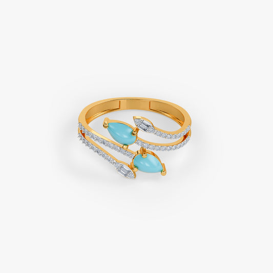 Gold Neelam Lab Grown Diamond Ring (Size 12)
