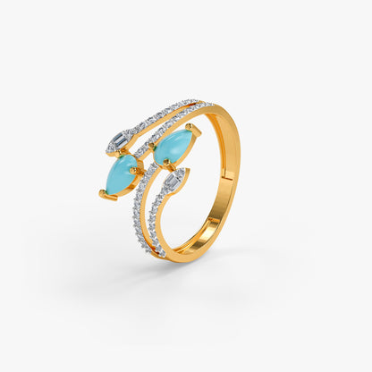 Gold Neelam Lab Grown Diamond Ring (Size 12)
