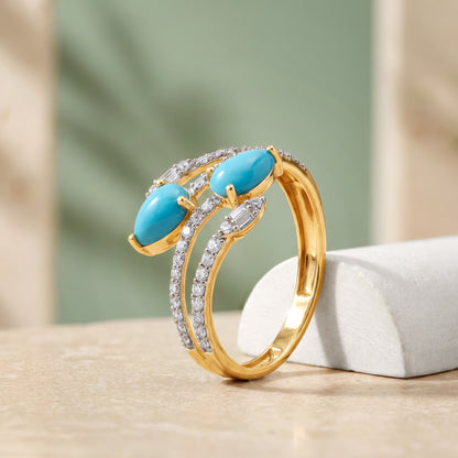 Gold Neelam Lab Grown Diamond Ring (Size 12)