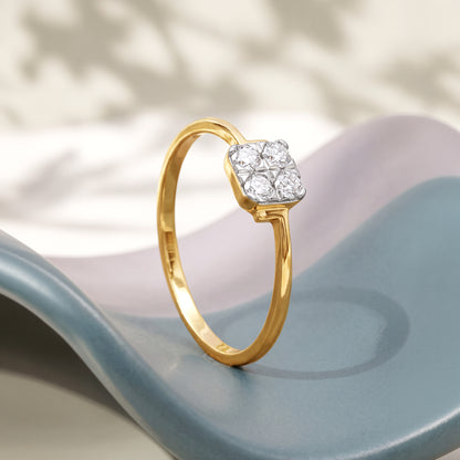 Gold Solstice Tile Lab Grown Diamond Ring (Size 12)