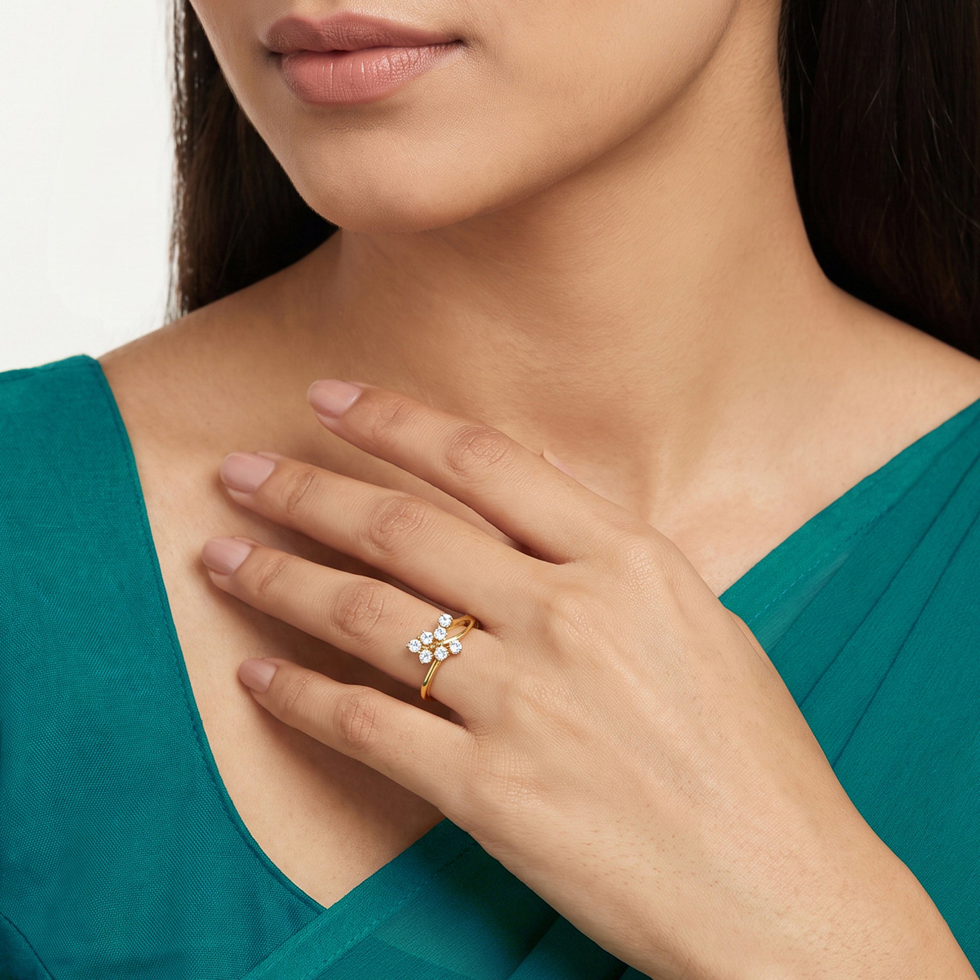Gold Whispered Gardenia Lab Grown Diamond Ring (Size 12)