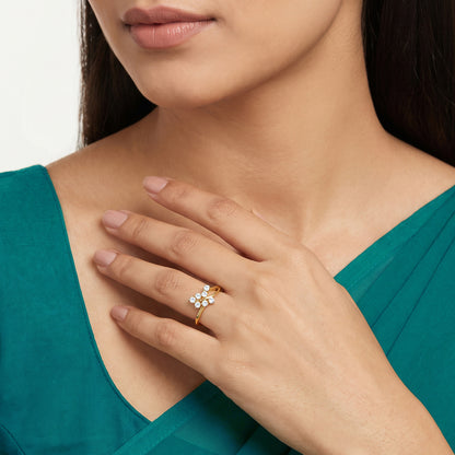 Gold Whispered Gardenia Lab Grown Diamond Ring (Size 12)