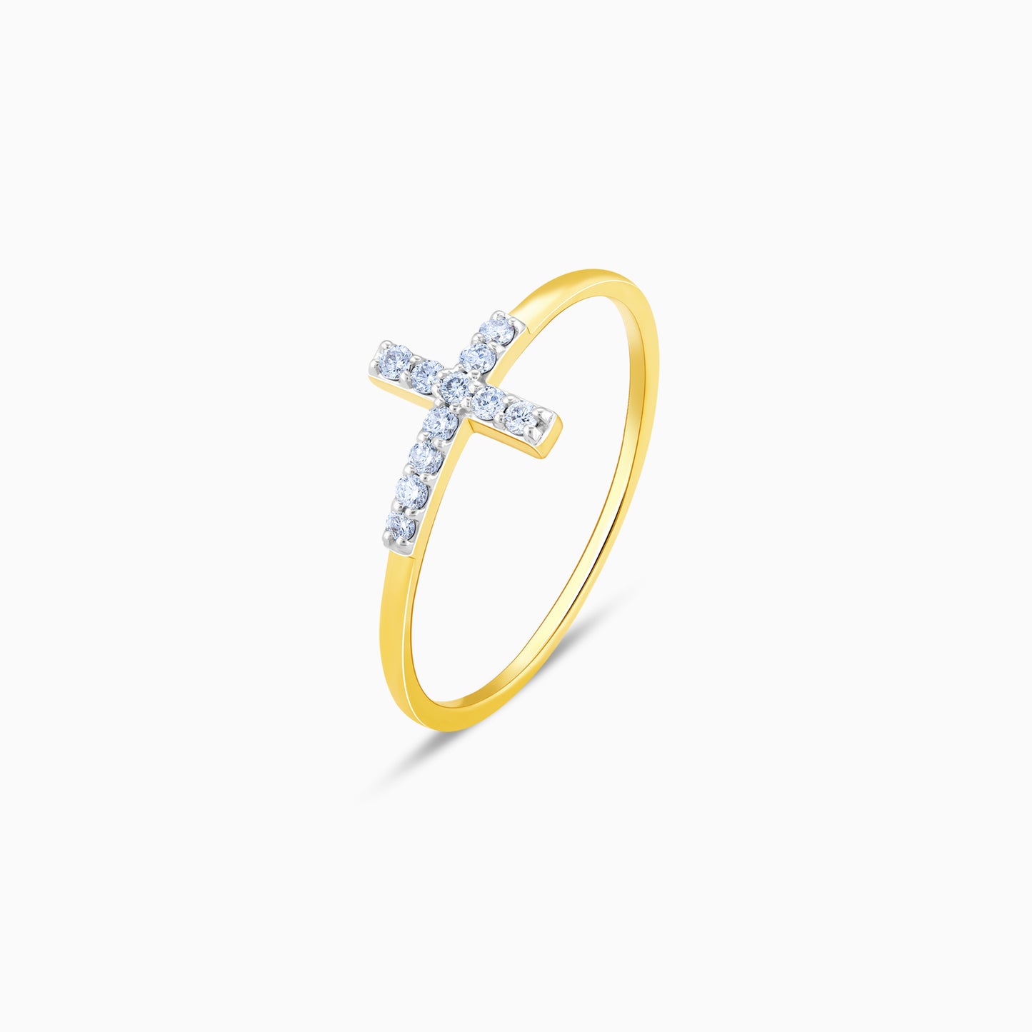 Gold Cross Diamond Ring
