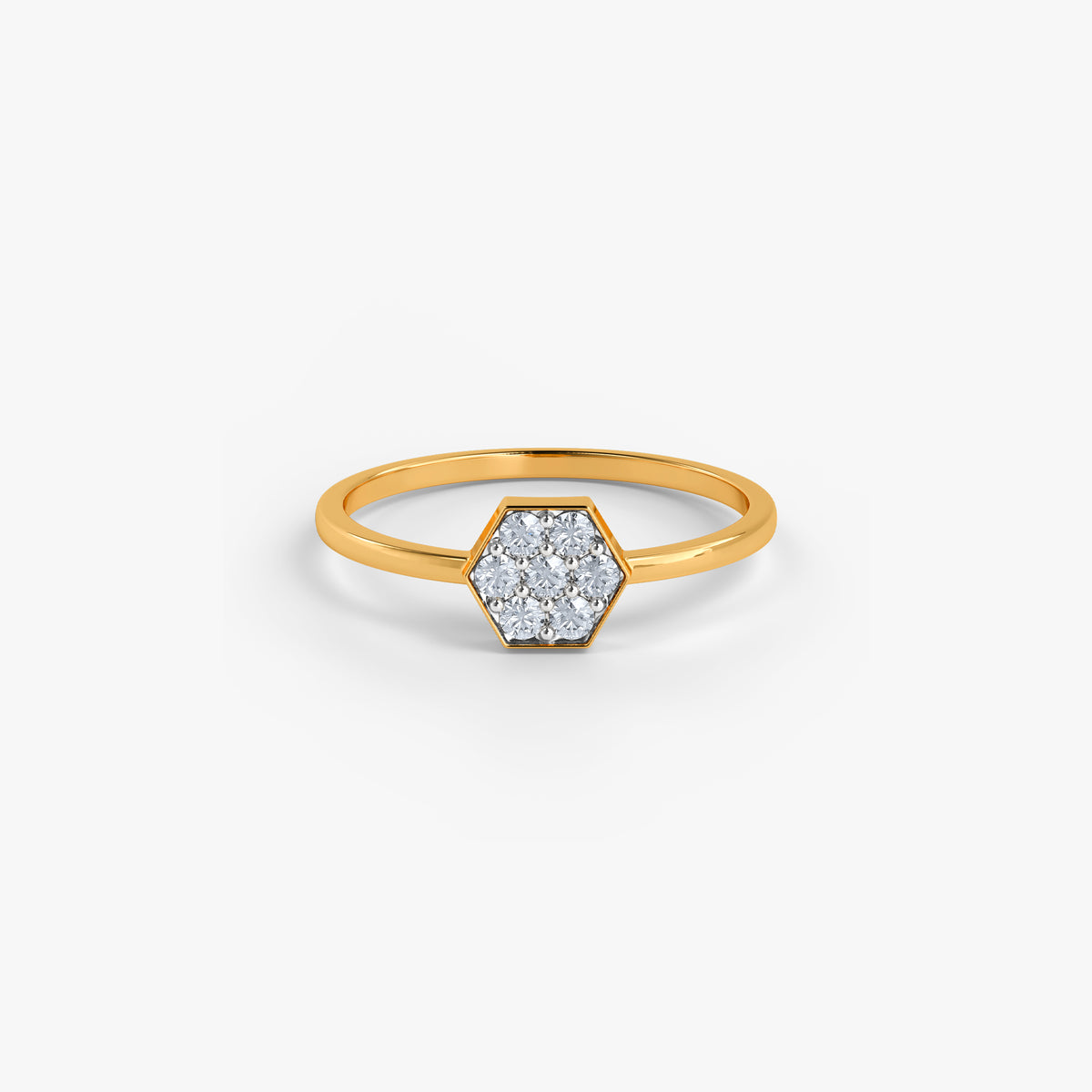 Gold Hexagon Shine Lab Grown Diamond Ring (Size 12)