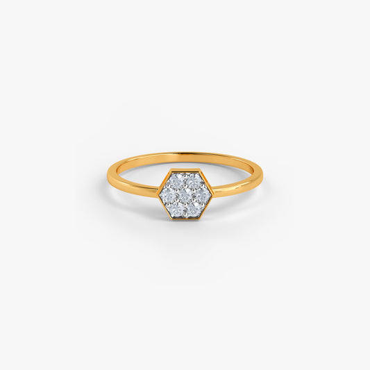 Gold Hexagon Shine Lab Grown Diamond Ring (Size 12)